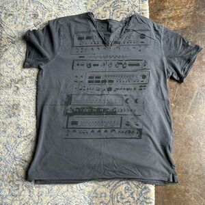 John Varvatos Gray V Neck Stereo Tee Shirt Size L